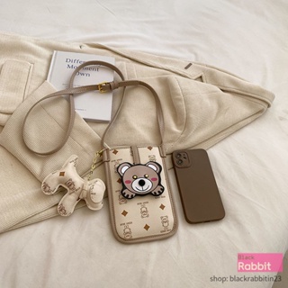 [MiniBag][免運速發]時尚百搭手機包新款高級感洋氣小熊印花單肩斜背包小眾零錢包小包