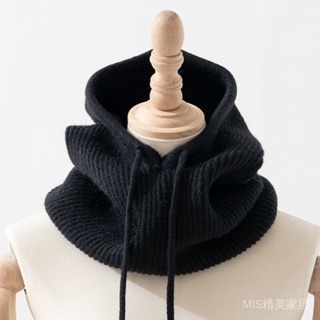 圍巾女秋冬季連帽圍脖兩用一件式脖套加厚保暖男女針織套頭帽子減齡