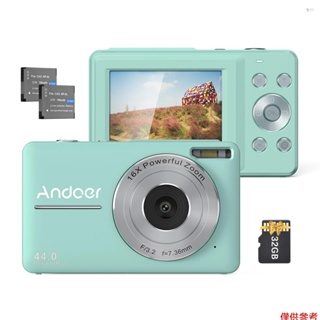 YOT Andoer 便攜式 1080P 數位相機攝影機 44MP 自動對焦 2.5 IPS 螢幕 16 倍數位變焦防手