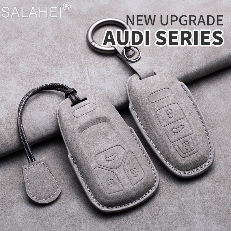 全新羊皮汽車智能鑰匙包全蓋保護殼適用於奧迪 A1 A3 A4 A5 A6 A7 A8 B9 Quattro Q3 Q5
