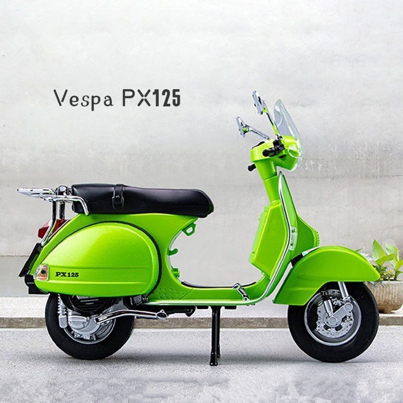 1/10 Vespa 125合金經典休閒摩托車模型壓鑄金屬摩托車模型仿真聲光兒童禮物