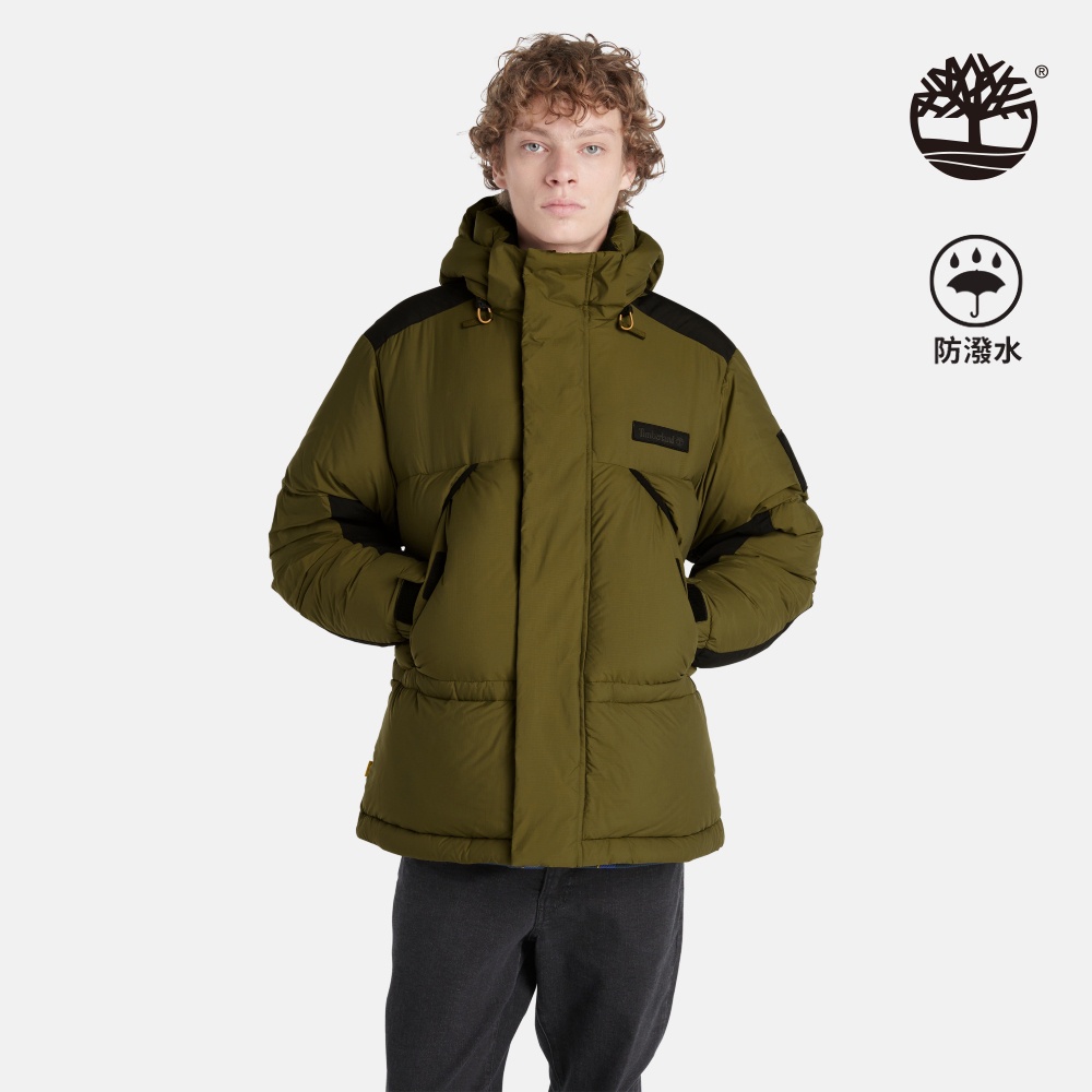 Timberland 男款深橄欖色防潑水再生羽絨派克大衣|A2N68302