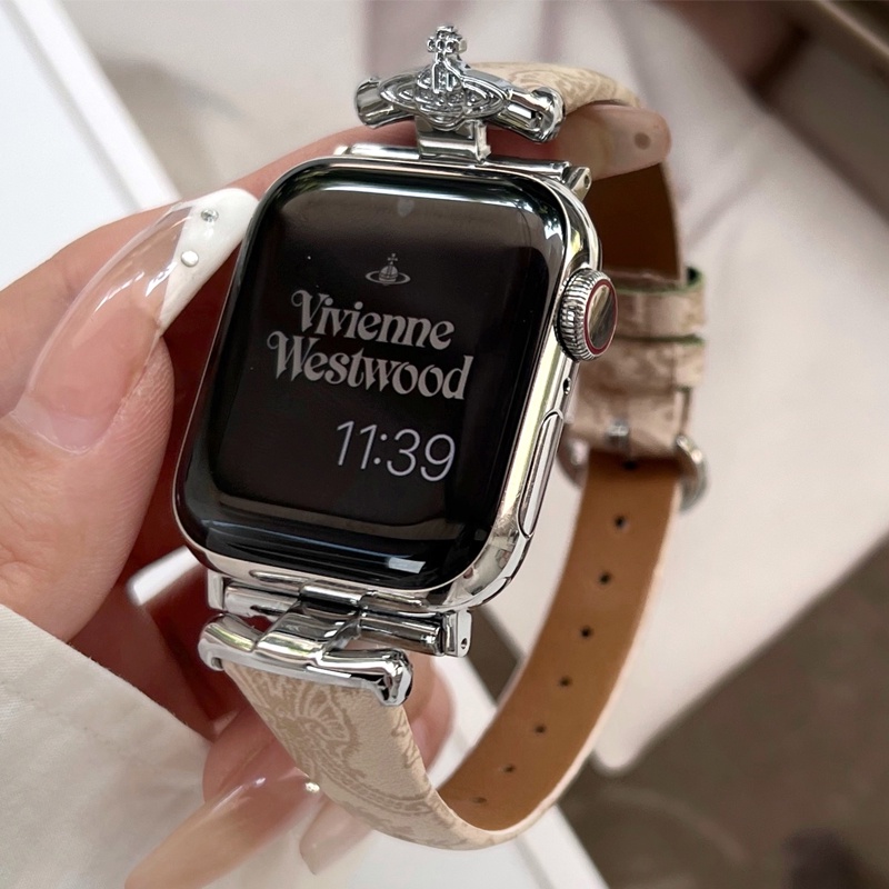 現貨 Apple Watch 西太后皇冠扣錶帶 真皮印花錶帶 女士腕帶 S9 S8 S7 41mm 45mm 49mm