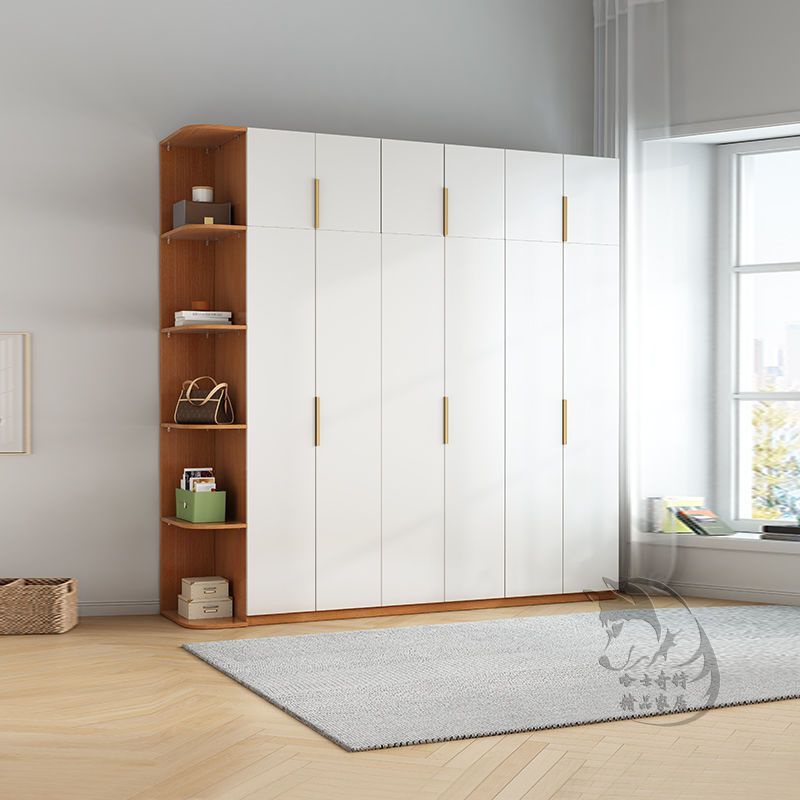 華南白色實木衣櫃 現代簡約家用卧室櫃子 儲物簡易出租房大容量衣櫃
