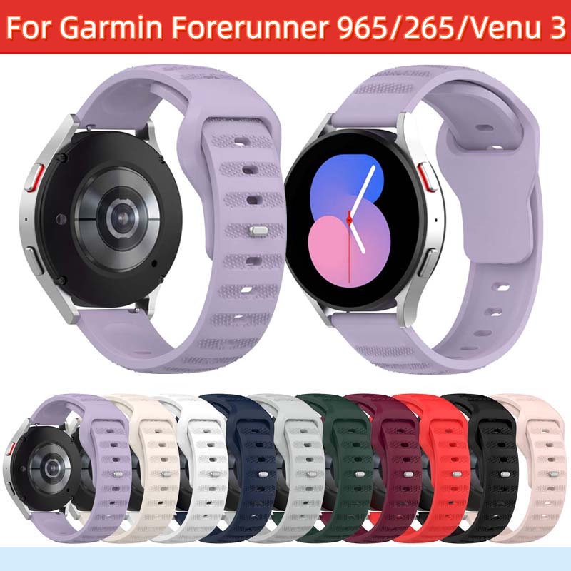 Garmin Forerunner 965 265 Venu 3 SQ2 VENU2 智能手錶矽膠錶帶純色防滑矽膠錶帶易