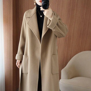 ☆高品質★2023年秋冬新款高端雙面羊絨大衣女寬鬆加厚韓版100%羊毛毛呢外套