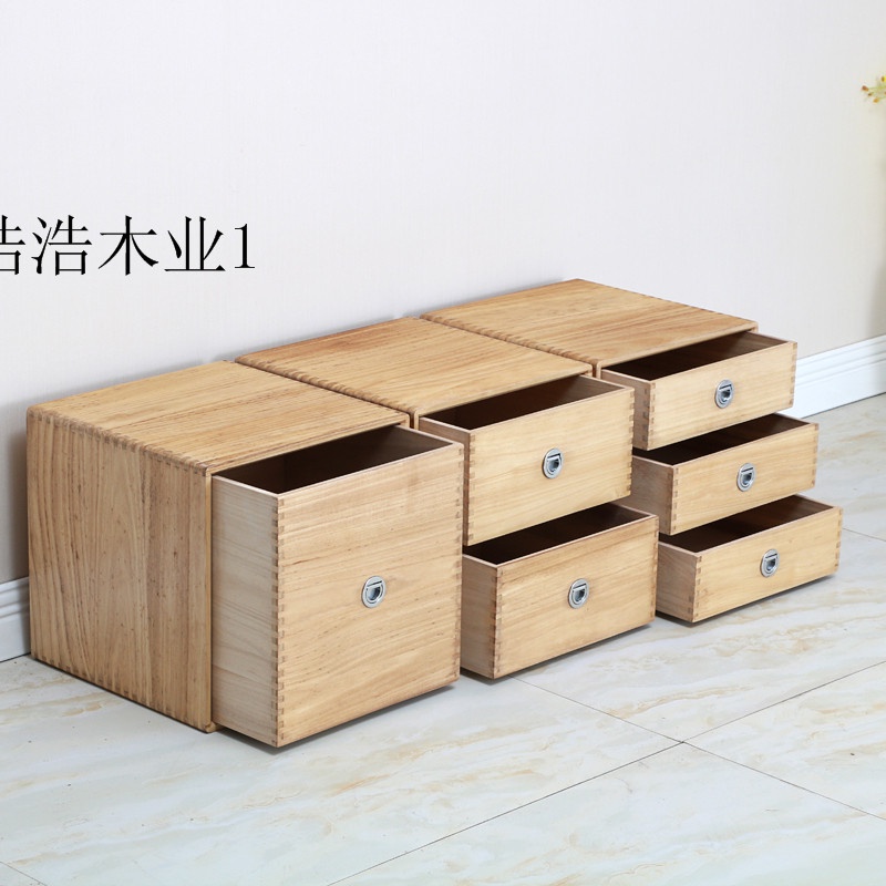 實木收納盒 桌面收納櫃 多層抽屜式辦 木製化妝品公室桌上收納儲物盒