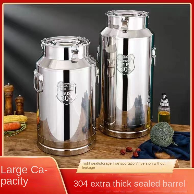 不鏽鋼304密封桶大容量牛奶桶茶葉罐食用儲油桶運輸桶加厚接酒桶