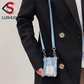 SAMSUNG Lushuo 手機殼適用於三星 Galaxy Z Flip 5 4 3 時尚破洞牛仔褲後蓋帶掛繩,適用於