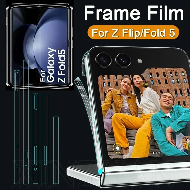 SAMSUNG 兼容三星 Galaxy Z Flip 5 4 Fold 5 4 水凝膠邊框保護膜側膜/防刮框架保護膜/軟