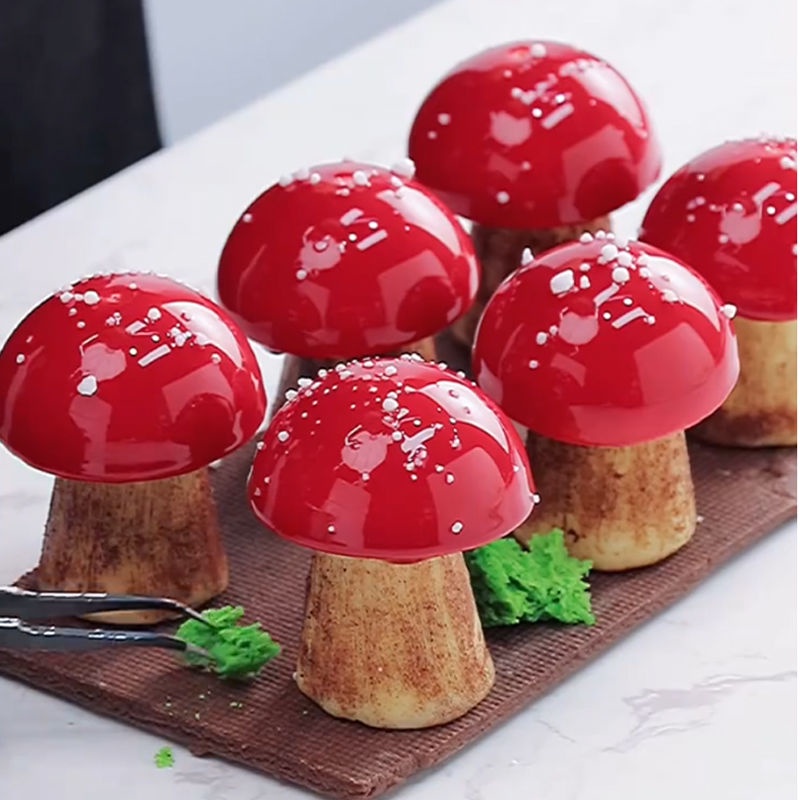 仿真蘑菇慕斯模具半圓形錐形柱子矽膠模甜品蛋糕磨具烘焙
