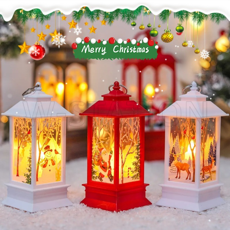 聖誕快樂裝飾 / 聖誕圖案 LED 油燈 / 聖誕老人雪人麋鹿夜燈 / 聖誕便攜式手持蠟燭燈 / 聖誕新年家居裝飾品