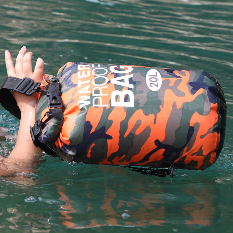 防水套裝徒步旅行輕便運動漂流袋迷彩 IPX6 防水背包