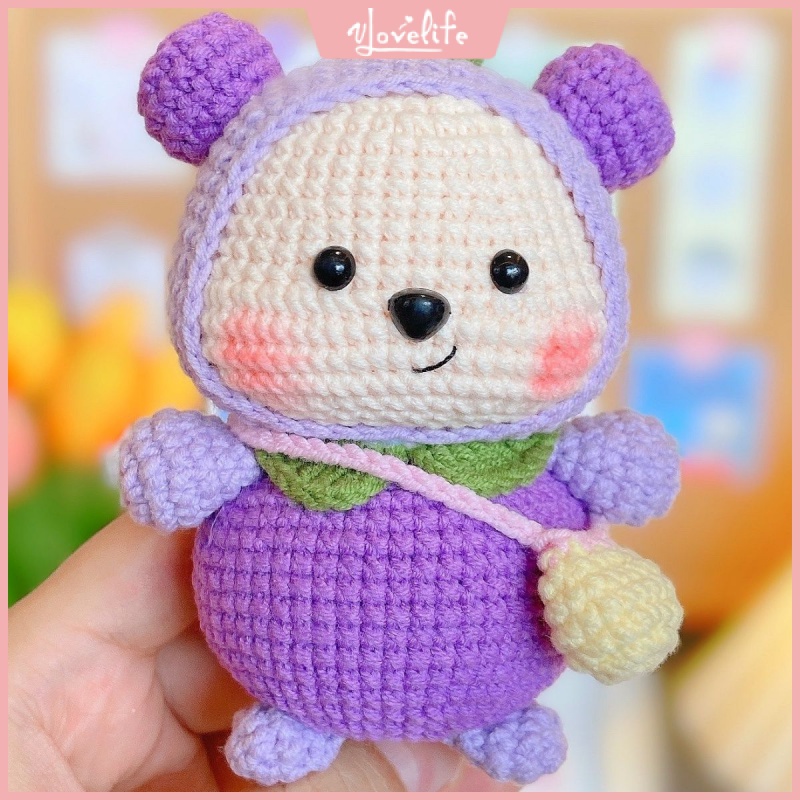 [Vlovelife]DIY 鈎織編織 毛綫材料包 手工DIY鈎針毛綫編織玩偶熊熊材料包自己做