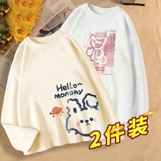 【GT時尚】長袖上衣 日系卡通長袖t恤女薄款寬鬆字母體恤新款秋裝學生韓版上衣慵懶風