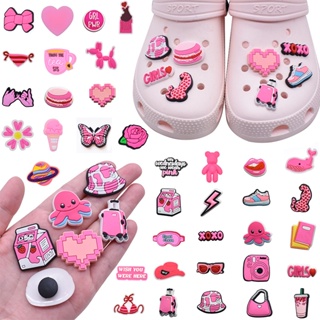 Crocs 卡通可愛 Jibbitz 鞋飾適用於 Crocs DIY 粉色女孩風格鞋扣