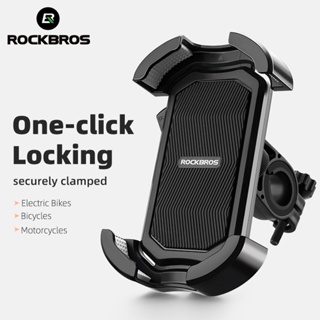 Rockbros 自行車手機支架摩托車快速鎖定可旋轉山地車手機支架防震手機支架