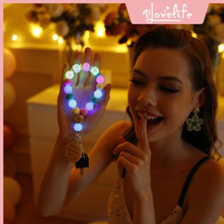 [Vlovelife]手工吊飾 鑰匙圈 包包掛飾 書包小掛件 螢光發光夜光矽膠珠子鑰匙扣 手工串珠DIY木頭創意手腕手環