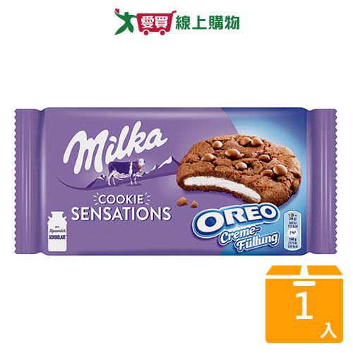 Milka Oreo夾餡巧克力豆餅乾156G【愛買】