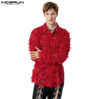Incerun 男士羽毛流蘇長袖襯衫