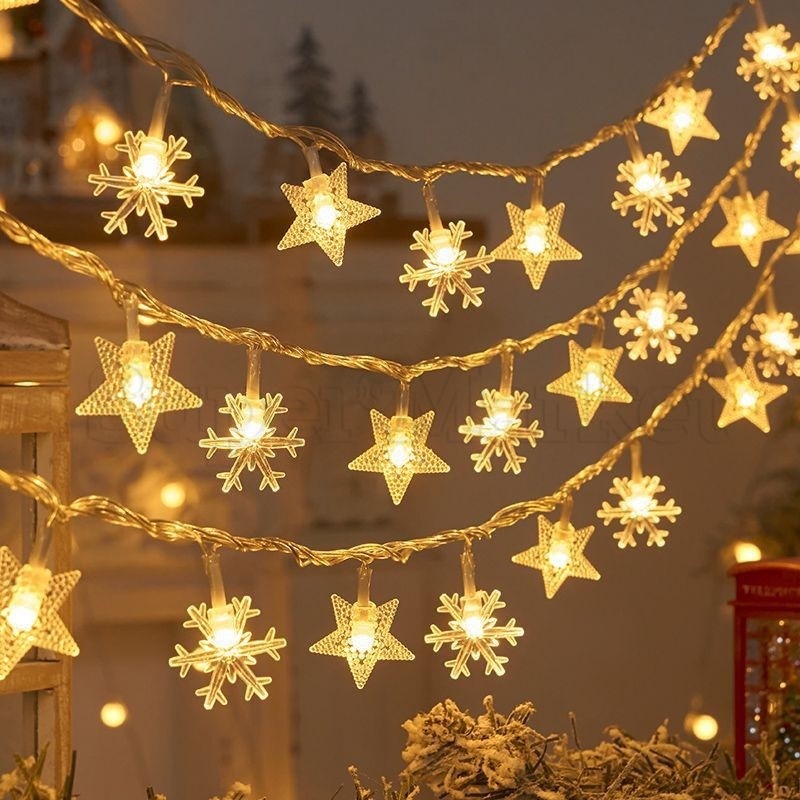 星星雪花球燈串 / 麋鹿聖誕樹形燈串 / 電池供電 LED 吊燈 / 壁爐樓梯花園裝飾照明 / 聖誕婚禮晚宴裝飾品
