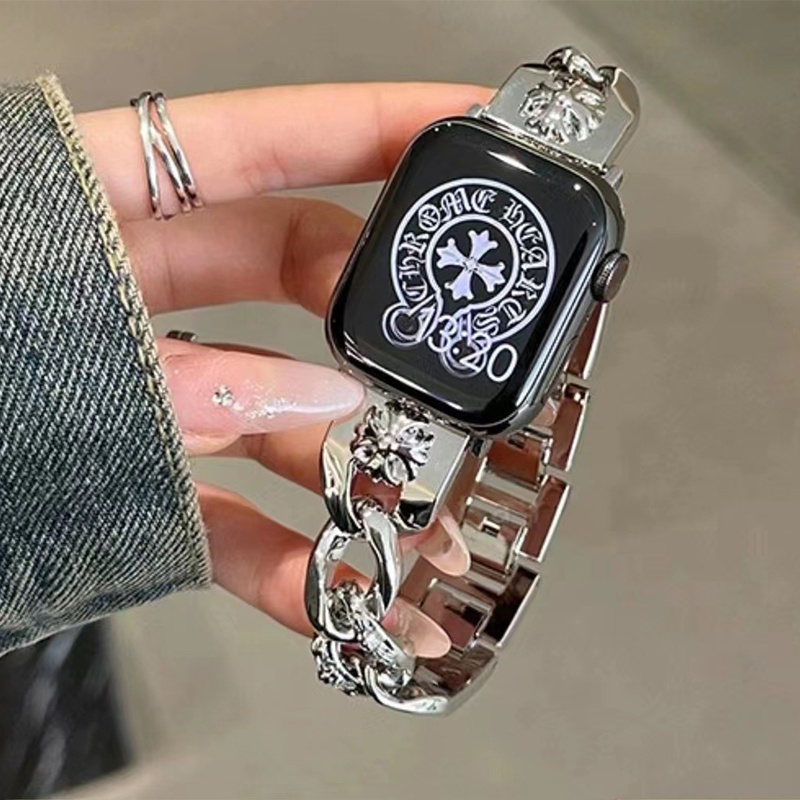現貨 Apple Watch 克羅心銹鋼錶帶 牛仔鏈錶帶 女士手鏈腕帶 S9 S8 S7 41mm 45mm 49mm