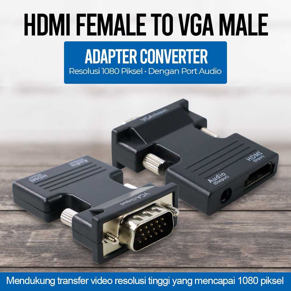 適配器轉換器 HDMI 母頭轉 VGA 公頭 1080P 音頻端口 HV1002