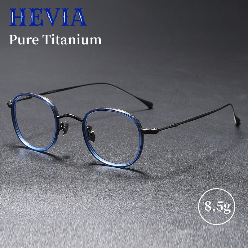 Hevia 純鈦眼鏡框男士舒適大臉超輕框女士眼鏡框PT126