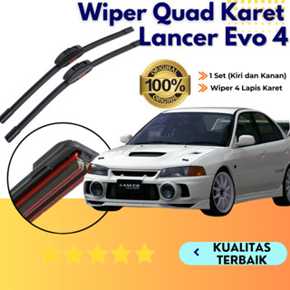 四橡膠雨刷 4 橡膠 Mitsubishi Lancer Evo 4 無框 1 套左右無鐵架橡膠玻璃刀片用於摩托車車輛