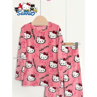 粉色的新年 2025新年款 Hello Kitty睡衣女秋冬季法蘭絨加厚刷毛 卡通凱蒂貓冬天可外穿家居服套裝