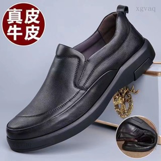 xgvaq |雙12優惠 一腳蹬皮鞋男 休閒皮鞋 無鞋帶男鞋 精品男鞋 男鞋春夏透氣軟底男士商務休閒皮鞋厚底真皮鞋男一