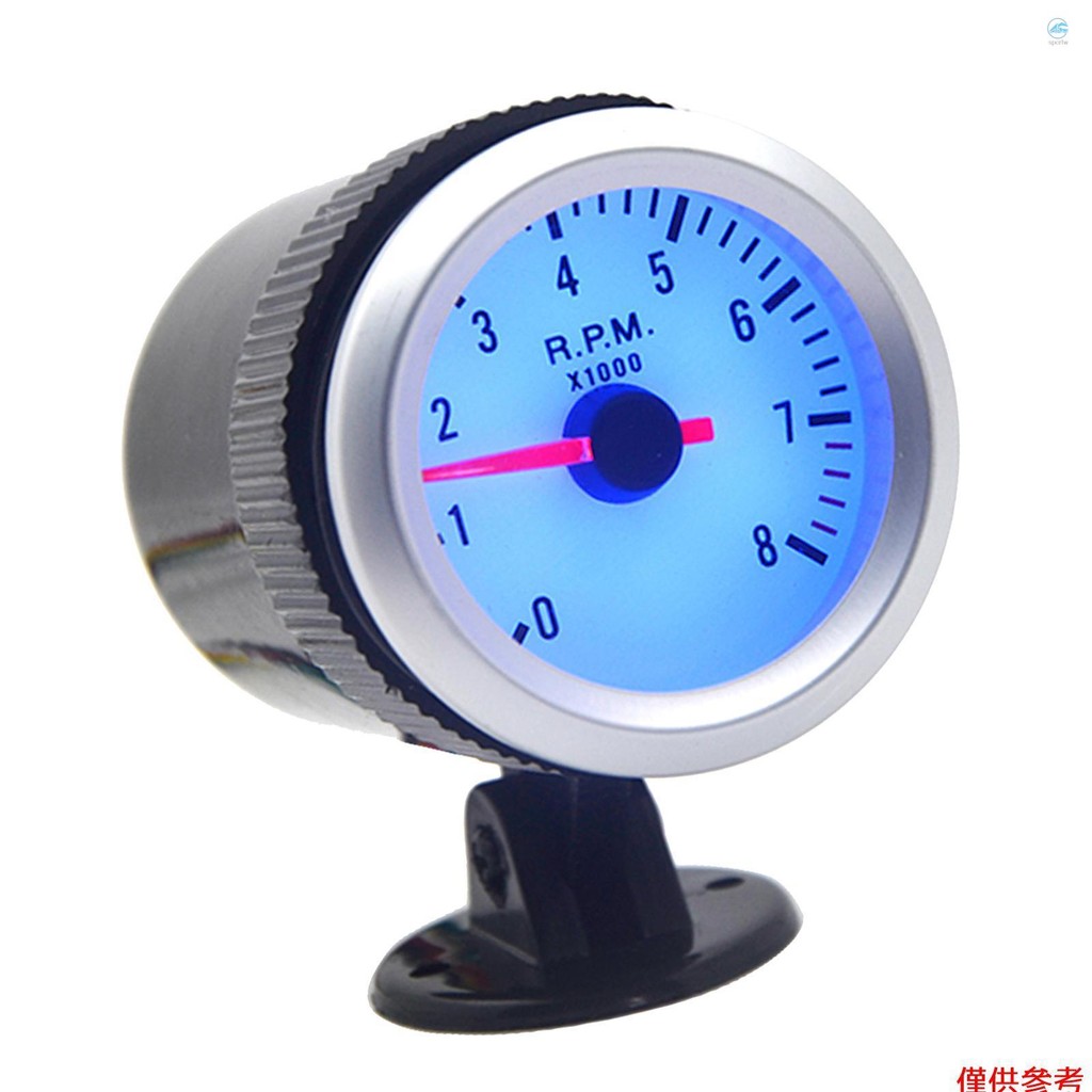 Crtw 轉速表轉速表帶支架杯用於汽車 2" 52mm 0~8000RPM 藍色 LED 燈