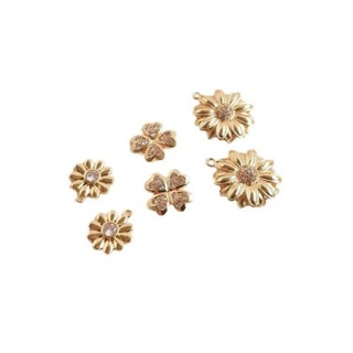 宏雲Hongyun-Ala新品-14k包金鋯石保色掛件雛菊花四葉草花吊墜diy手鍊鎖骨項鍊耳墜配件