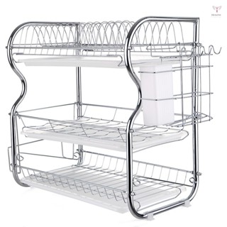 多功能3層餐具架廚房用品收納架瀝水架帶筷子/刀/砧板架瀝水板