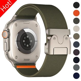 尼龍錶帶編織彈性手鍊相容 Apple Watch 系列 10 9 8 7 6 5 4 se 3 46mm 42mm 49