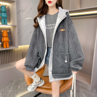 【season wardrobe】冬裝開衫連帽外套女秋冬2024年新款加絨加厚衛衣大碼女裝爆款上衣