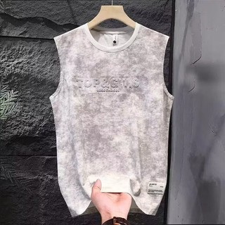 TopMan 背心男 無袖上衣 做舊 3D鋼印TOP暈染透氣棉tanks 吊嘎 男生 背心