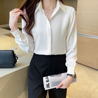 襯衣襯衫抗皺夏季新款新款白襯衫女職業藍色長袖雪紡麵試正裝襯衣工作服寬鬆上衣夏3#gfhd