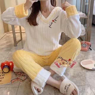 冬天睡衣💖睡衣女冬珊瑚絨加厚保暖秋冬季韓版學生可愛長袖法蘭絨家居服套裝 睡衣套裝 長袖睡衣 長袖居家服 保暖睡衣