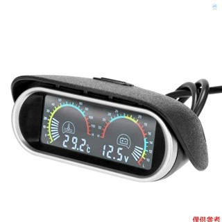 Crtw 2 合 1 通用 12.0V/24V LCD 液晶汽車數字水平表水溫電壓表儀表電壓表