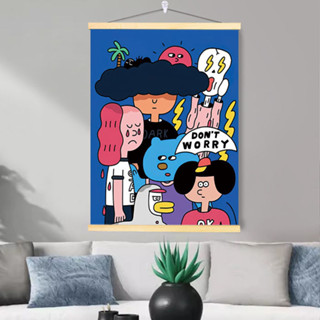 50x70cm/60x80cm 搞笑韓國插畫牆海報藝術牆裝飾畫客廳臥室兒童房裝飾畫牆藝術畫背景牆掛畫