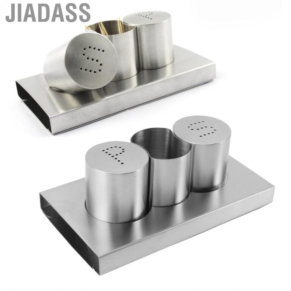 Jiadass 鹽和胡椒瓶不銹鋼調味罐實用牙籤架套裝帶肉桂粉糖廚房配件