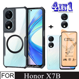 Honor X7b 5G 防震手機殼適用於 Honor X6b X8b X6a 陶瓷螢幕保護膜 + 帶磁性無線充電貼紙