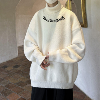 【HOT 本舖】男裝 秋冬季高領毛衣加絨加厚翻領針織衫男毛衣 寬鬆休閒毛衣