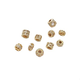 宏雲Hongyun-Ala新品-保色14K包金微鑲鋯石隔珠車輪珠隔片路路通diy珍珠項鍊首飾品配件