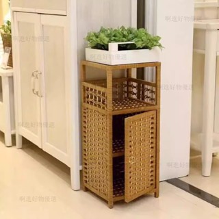 【桃園出貨】秒殺藤編床頭櫃客廳置物櫃衛生間窄櫃轉角櫃草編墻角置物架收納櫃