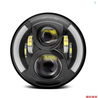 JEEP WRANGLER Crtw 12V/24V 摩托車 LED 大燈圓形轉向訊號燈 7 英寸吉普牧馬人大燈更換