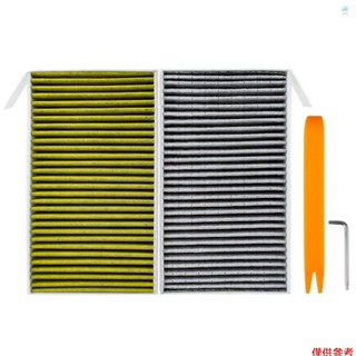 Crtw 汽車空氣過濾器空調機艙過濾器,帶活性炭更換,適用於特斯拉 Model 3,2 件裝