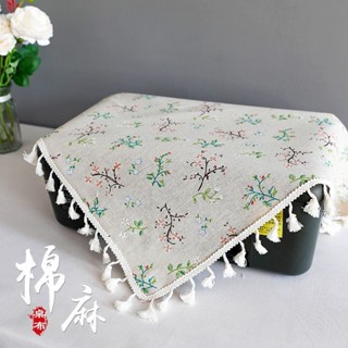Sancheng3c1314 棉麻格子書桌墊 北歐風小清新印表機蓋布布藝
