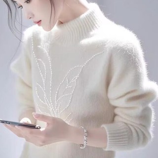衣時尚 針織衫上衣 毛線衣 配大衣 保暖 新款奶fufu慵懶針織上衣氣質高領馬海毛毛GB403-93625.